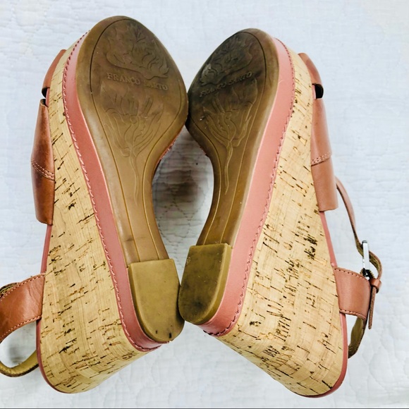 Franco Sarto Leather Platform Cork Heel Wedges size 10 brown - Picture 10 of 16